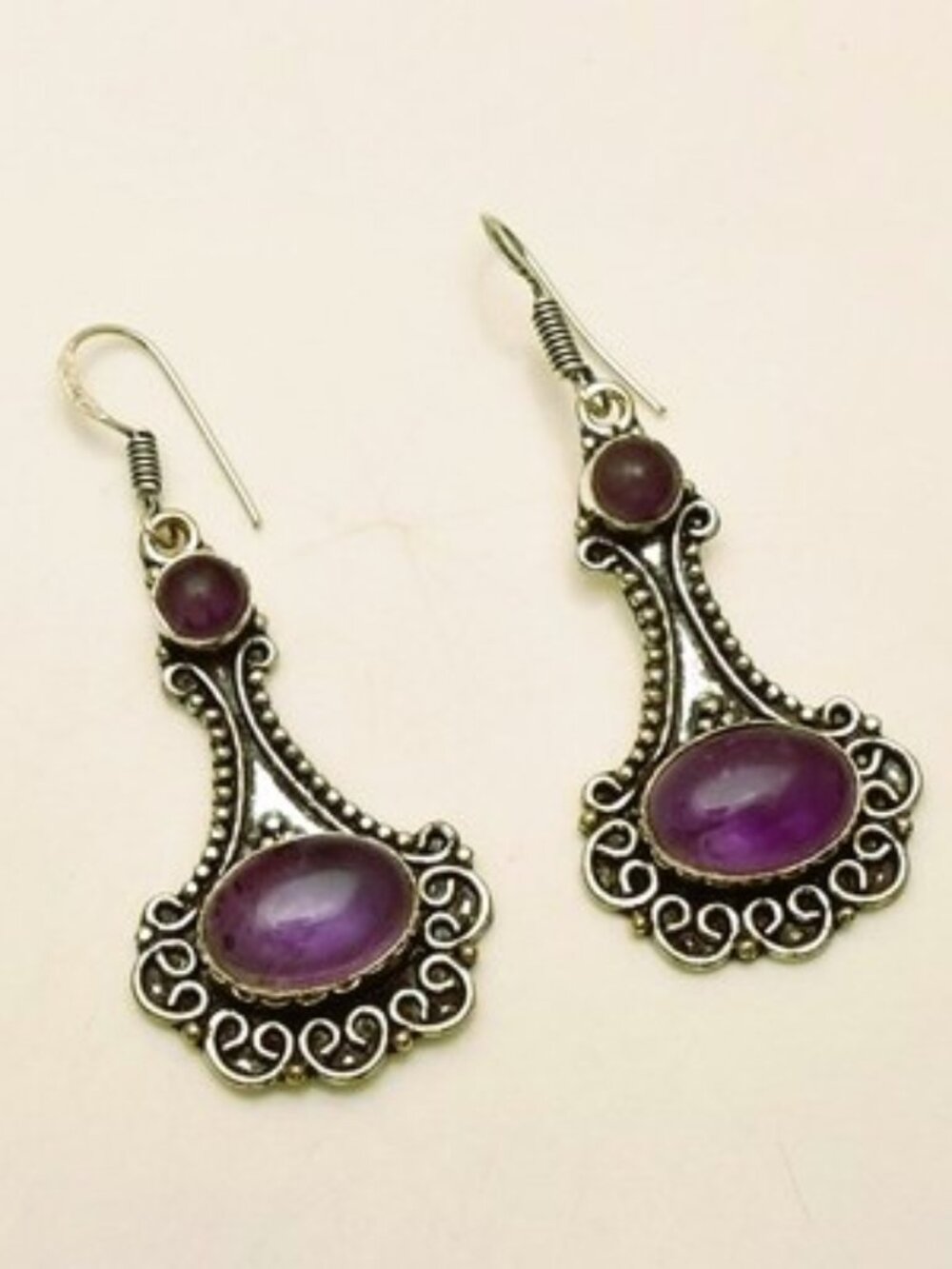 Amethyst Gemstone Sterling Silver Drop Dangle Earrings